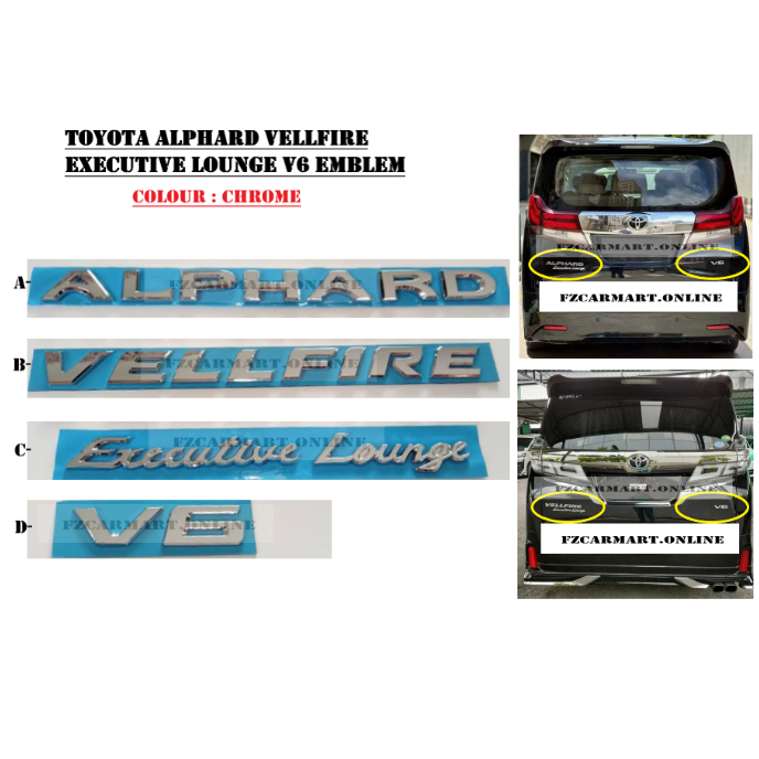 TOYOTA ALPHARD VELLFIRE EXECUTIVE LOUNGE V6 EMBLEM LOGO-(ABS)