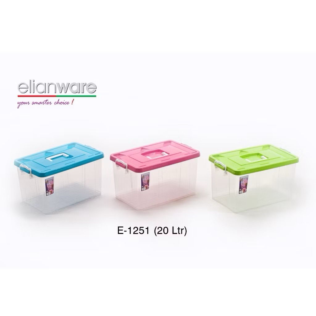 Elianware กล่องเก็บของแบบใสพร้อมที่จับ 20 ลิตร E-1251