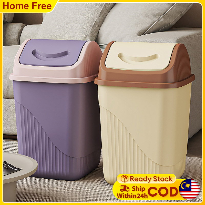 พลาสติก Rubbish Bin Swing Top Dustbin Flip Top Bin Tong Sampah ถังขยะในครัวเรือน 桶