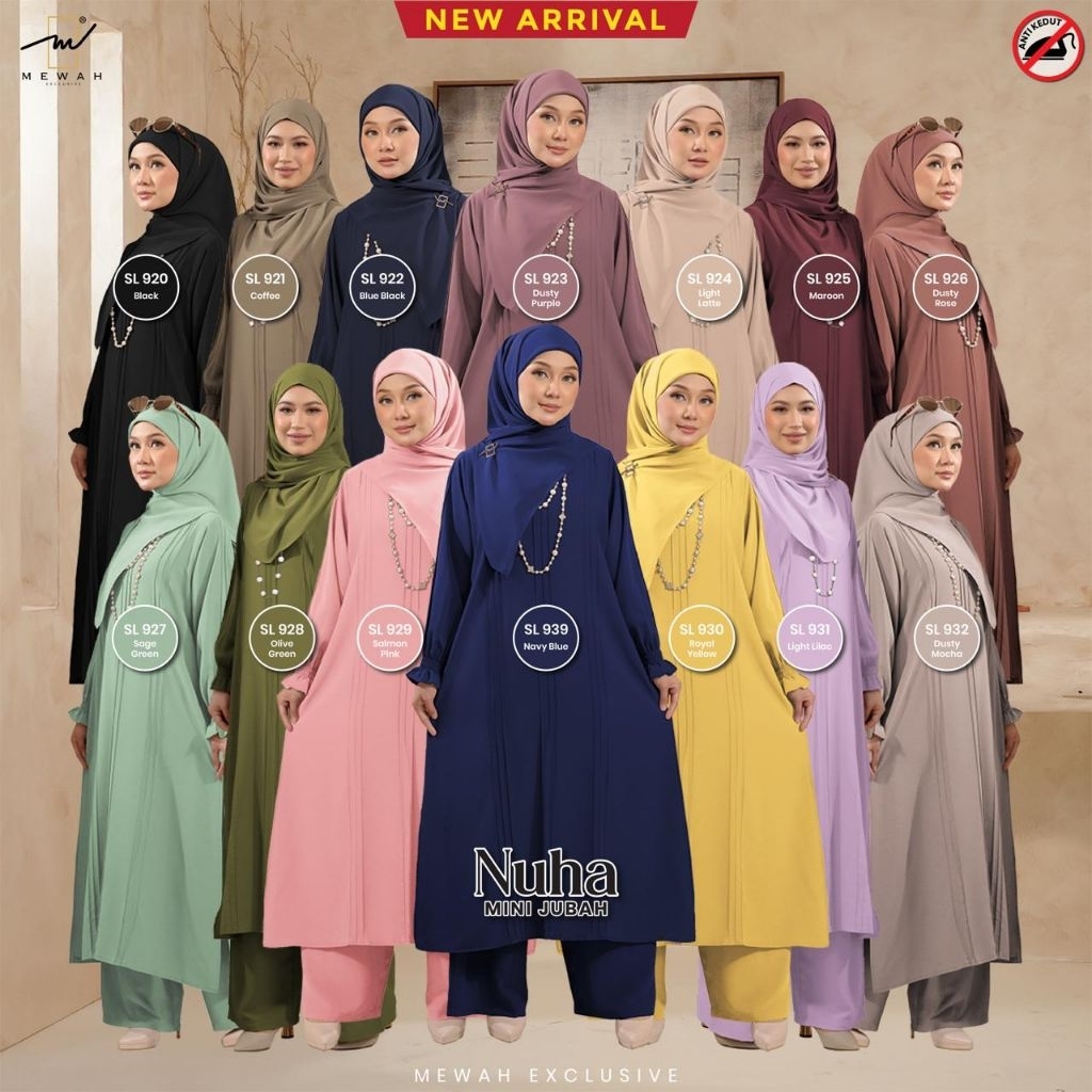 Suite MINI JUBAH NUHA Jubah Seluar Muslimah Set Haji Umarh Suite Exclusive