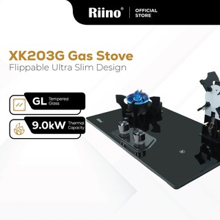 Riino Flippable Tempered Glass Gas Stove Build-In Ultra Slim Gas Cooker XK203G