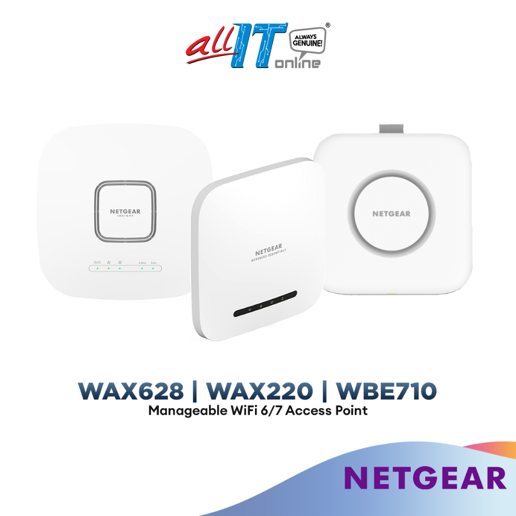 Netgear WAX220 WAX628 WBE710 WiFi 6 WiFi 7 Dual-Band/Tri-Band PoE Multi-Gig Access Point