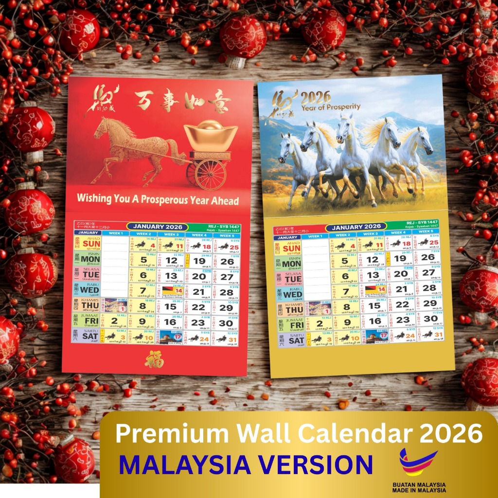 Calender YR 2026 (ไม่มีวันหยุด) Wall Calander Kalendar Kuda รองเท้าวิ่งผู้หญิง 2026 บุคลิกภาพใหม่ 30