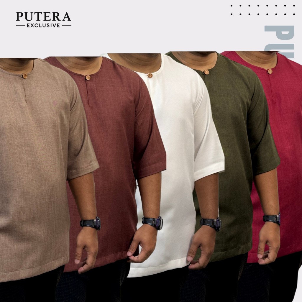 Putera Exclusive - Kurta Johor 3 Quarters Lelaki Muslimal Baju Raya Casual Pack 5