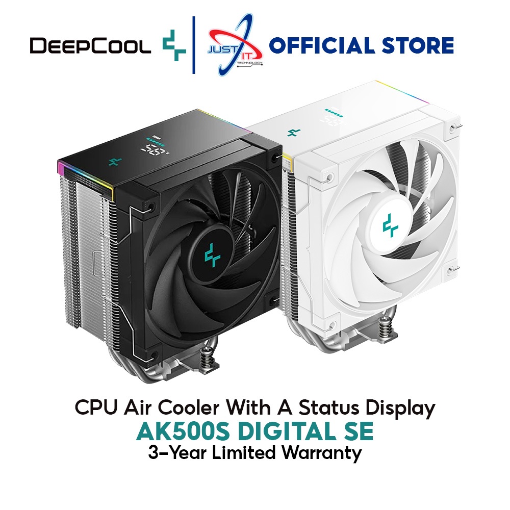DEEPCOOL AK500S DIGITAL SE CPU AIR COOLER WITH A STATUS DISPLAY - สีดํา / สีขาว