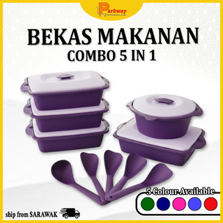 (SARAWAK) 5 IN 1 COMBO SET BEKAS MAKANAN FOOD SAVER MICROWAVE COMBO 15PCS CASSEROLE SET PERIUK KENDURI SET