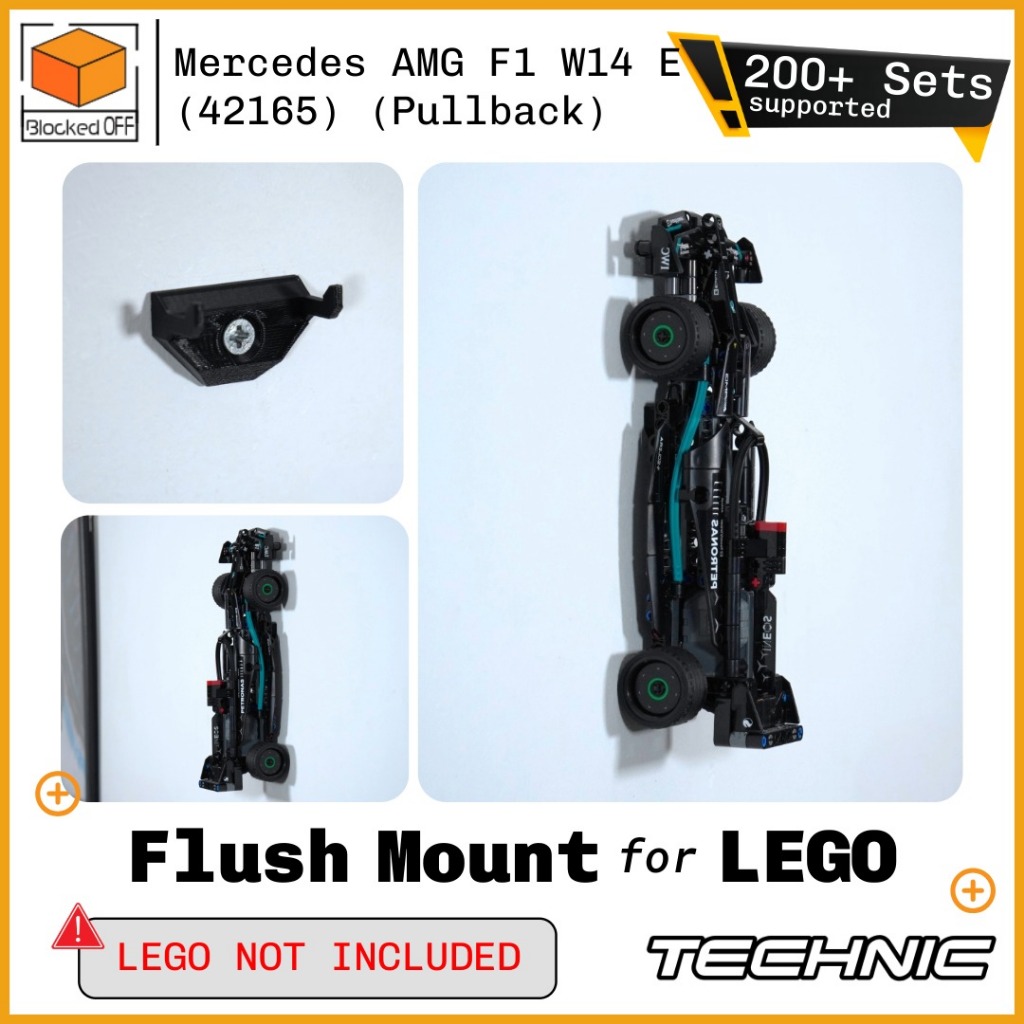 Flush Wall Mount สําหรับ Lego Technic Mercedes AMG F1 W14 Pullback (42165)