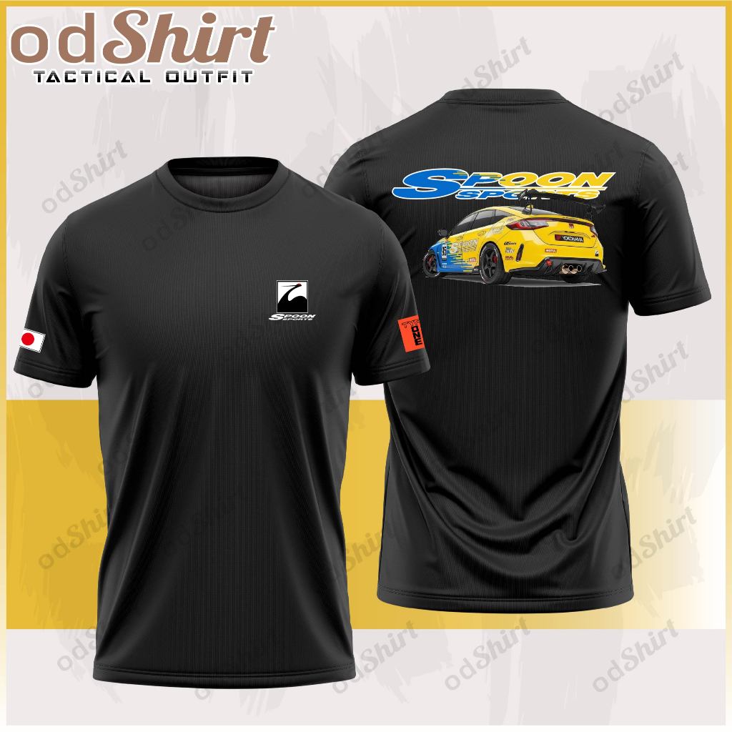 Baju Spoon Sport V2 JDM FL5 HONDA Civic Type R T เสื้อ RACING ไมโครไฟเบอร์รอบคอผ้าฝ้าย