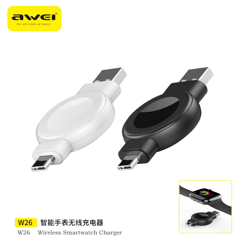 AWEI W26 Magnetic Smart watch การชาร์จแบบไร้สายสําหรับ Samsung & App*e นาฬิกาเท่านั้น