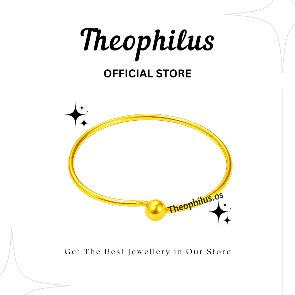 กําไลหัวกลมชุบทองไทเทเนียม Theophilus / กําไลข้อมือเสน่ห์ / กําไลข้อมือไทเทเนียม / Gelang Titanium E