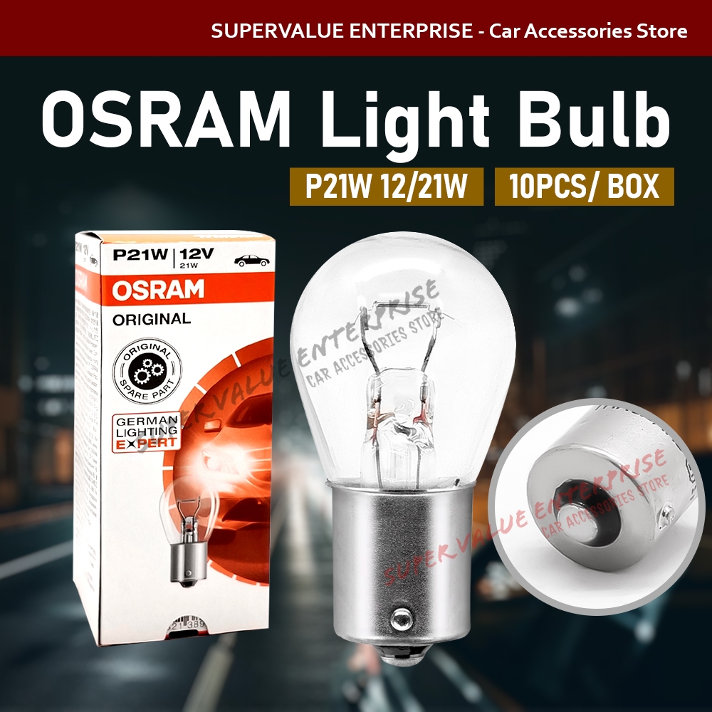 10 ชิ้น Osram หลอดไฟ 7506 P21W 12/21W 1141 ไฟท้ายหลอดไฟ Mentol Osram