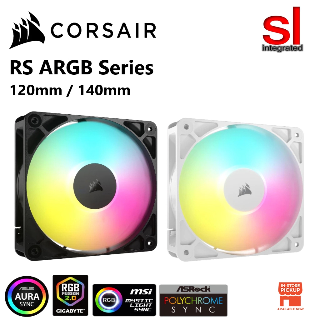 Corsair RS ARGB Series PWM PC Fan - สีดํา/ขาว (120mm/140mm)