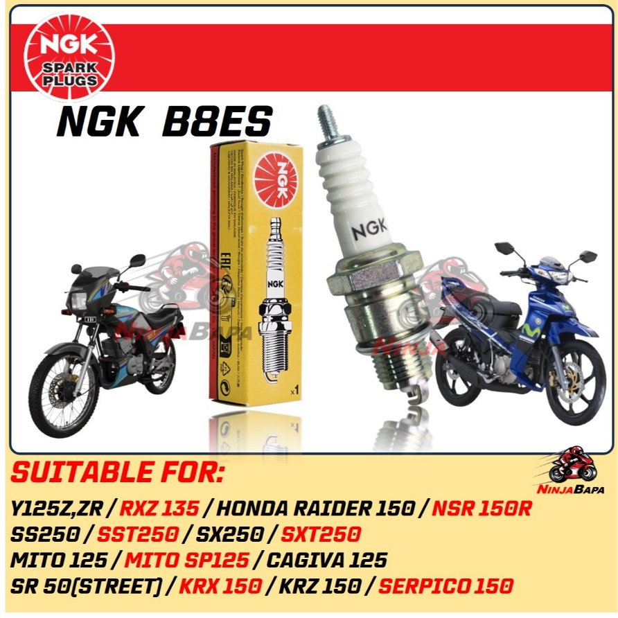 NGK SPARK PLUG B8ES B8 100% RXZ 125ZR DINAMIK NSR 150 RAIDER
