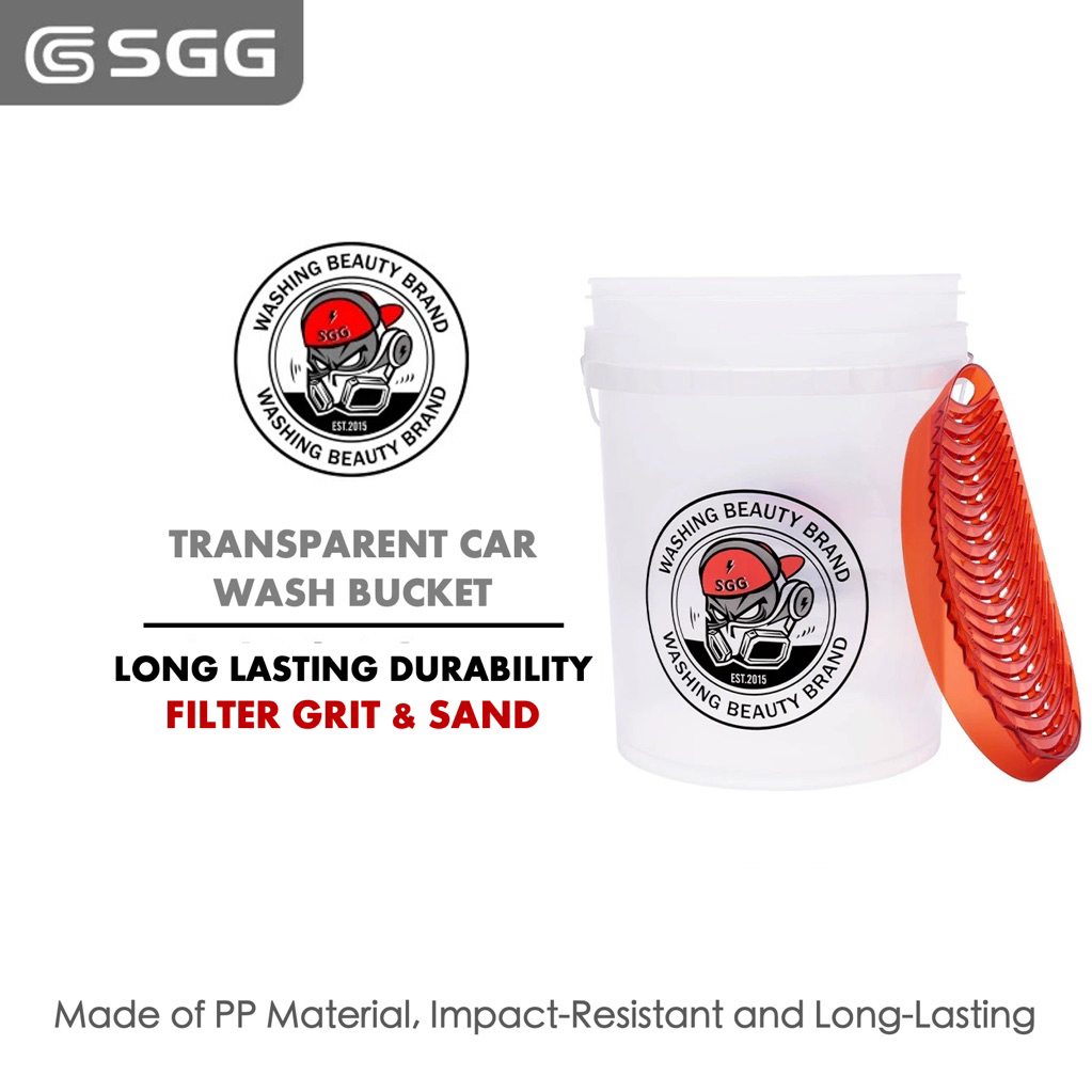 [SGG] TRANSPARKENT CAR WASH BUCKET - SOLID PP WATER BUCKET - DURABLE CAR WASH BUCKET