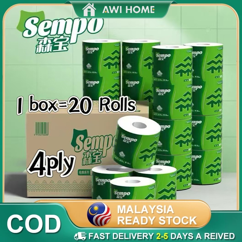 AWI HOMETISSUE PAPER ROLL Sempo Toilet Roll 4ply (1กล่อง=20ม้วน) สามารถแยกส่วนได้