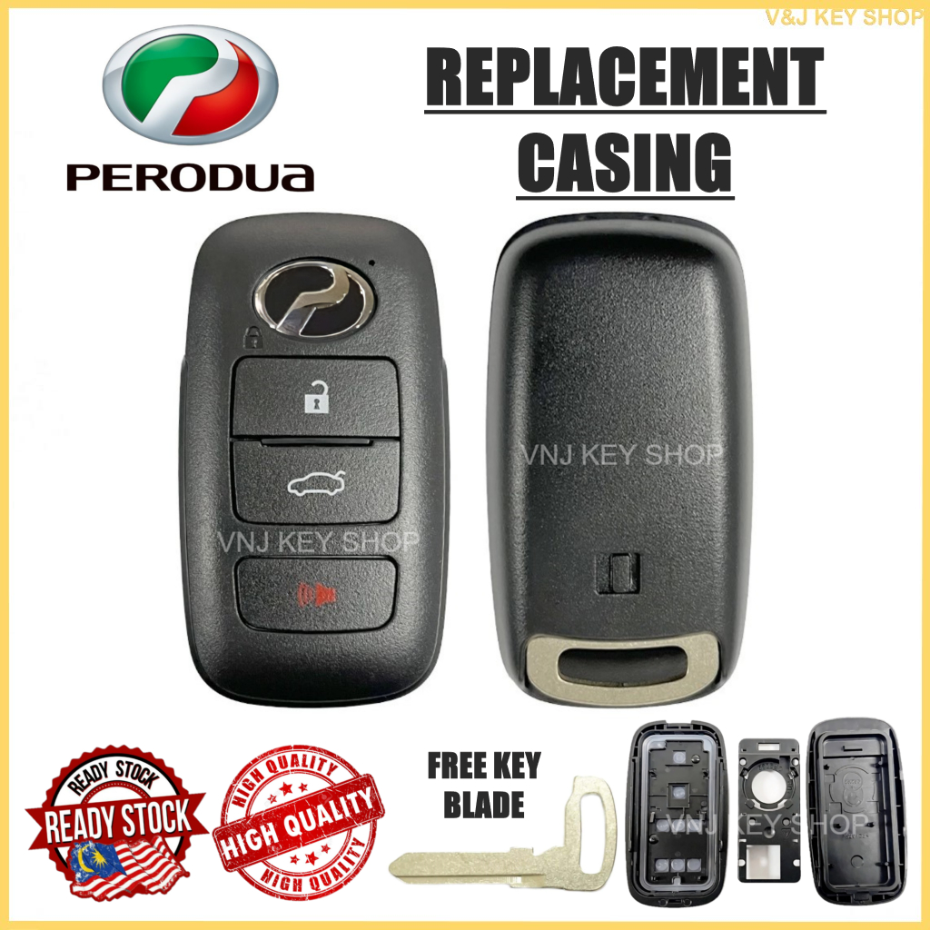 เหมาะสําหรับ PERODUA ATIVA / ALZA 2023-2025 / MYVI 2022-2025 4 ปุ่มกุญแจรถเปลี่ยนเชลล์
