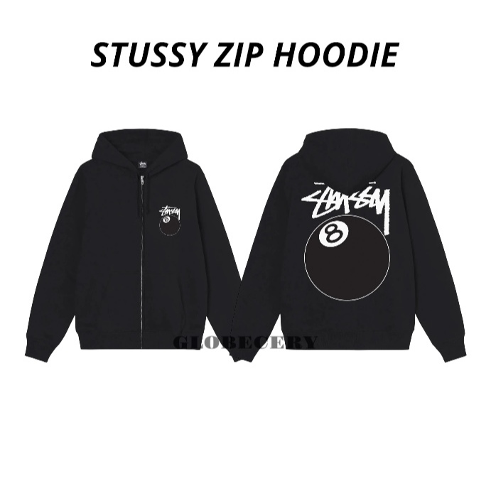 เสื้อฮู้ด Stussy 8 Ball Zip สีดํา