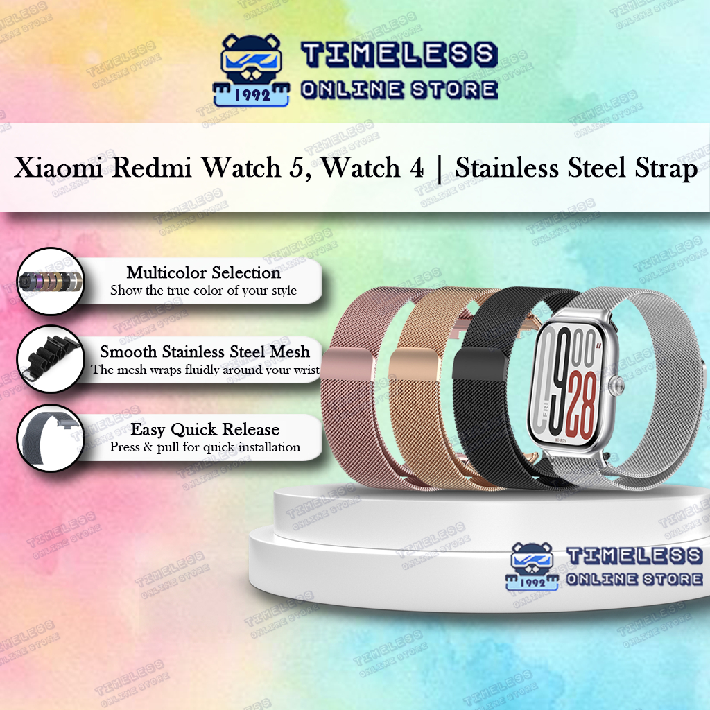 🇲🇾 Xiaomi Redmi Watch 5, สายนาฬิกา 4, สาย Milanese สแตนเลสแฟชั่น, ตัวล็อคแม่เหล็ก, Xiao Mi Watch5 Wa