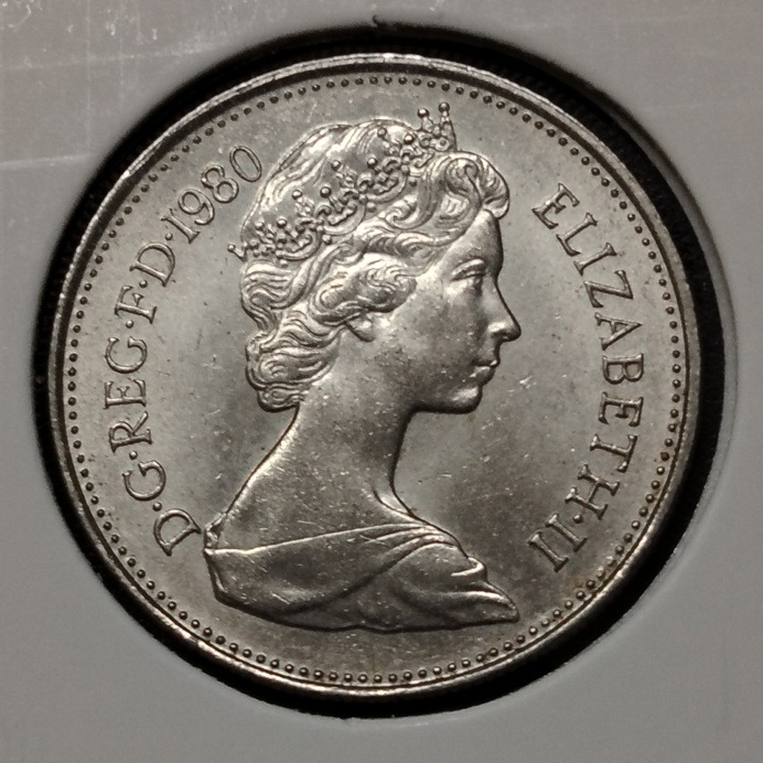 UK Queen Elizabeth II 5 ใหม่ Pence 1980
