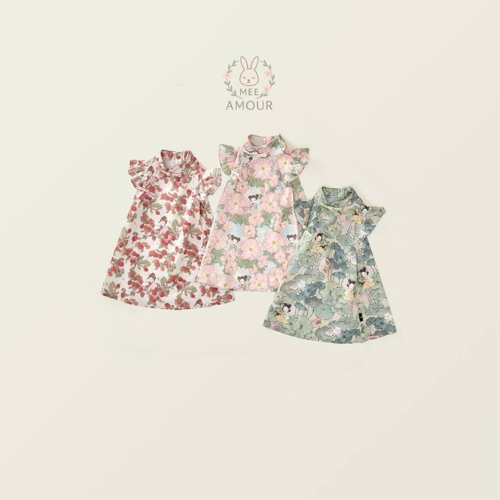 Mee Amour 1Y-6Y Cheongsam Girl Dress Floral 中式复古 flower shirt裙