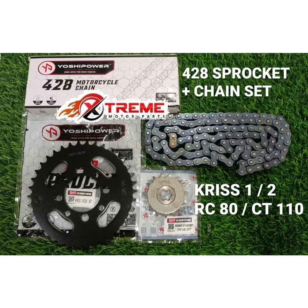MODENAS KRISS 1 KRISS110 CT110 FRONT SPROCKET 14T 15T REAR 428 SPROCKET 31T-43T ชุด RANTAI 428-110L