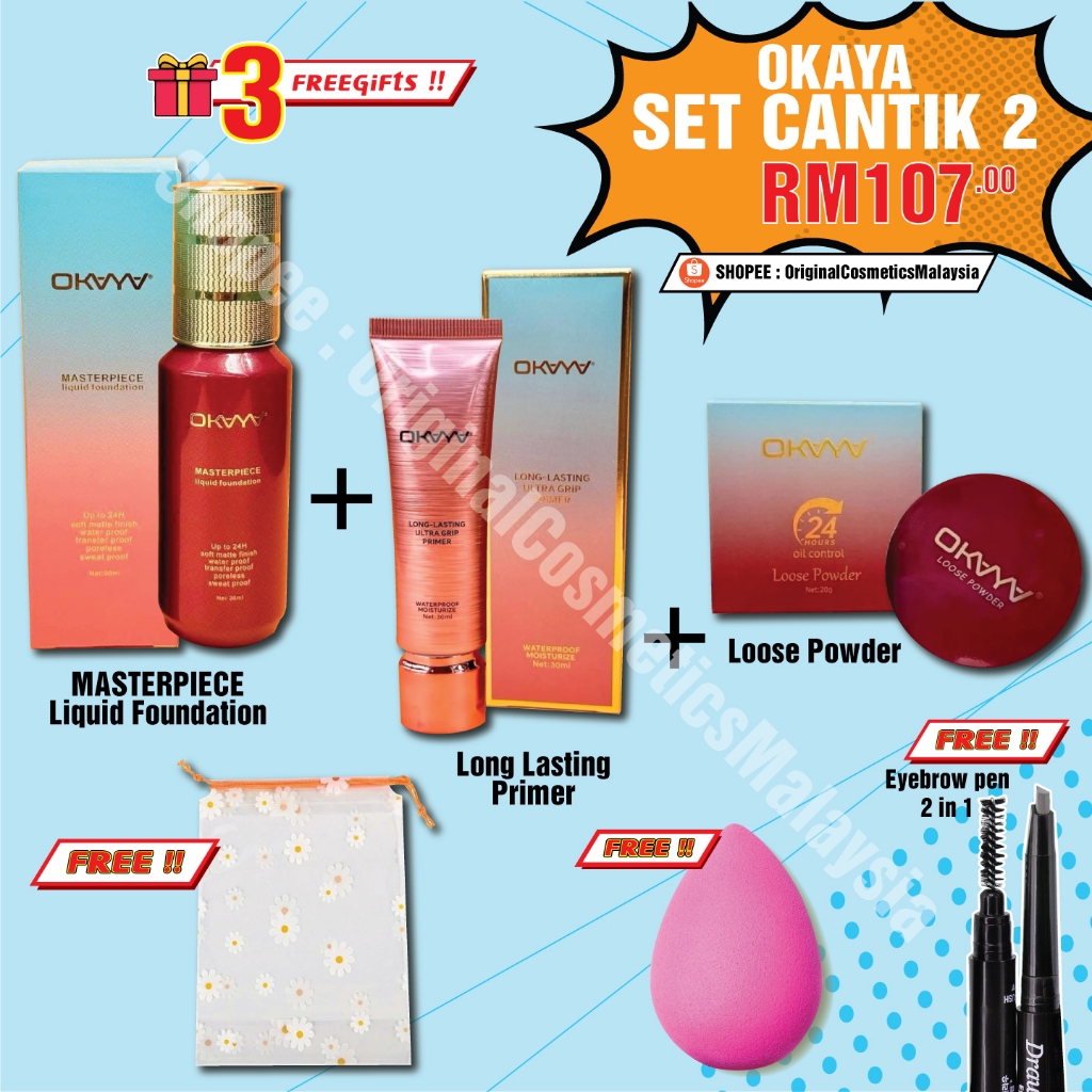 OKAYA SET NEW MAKE UP JIMAT (DPT 6 BRG!! ️) รองพื้น MASTERPIECE Loose Powder Primer OKa Mua Bellaz