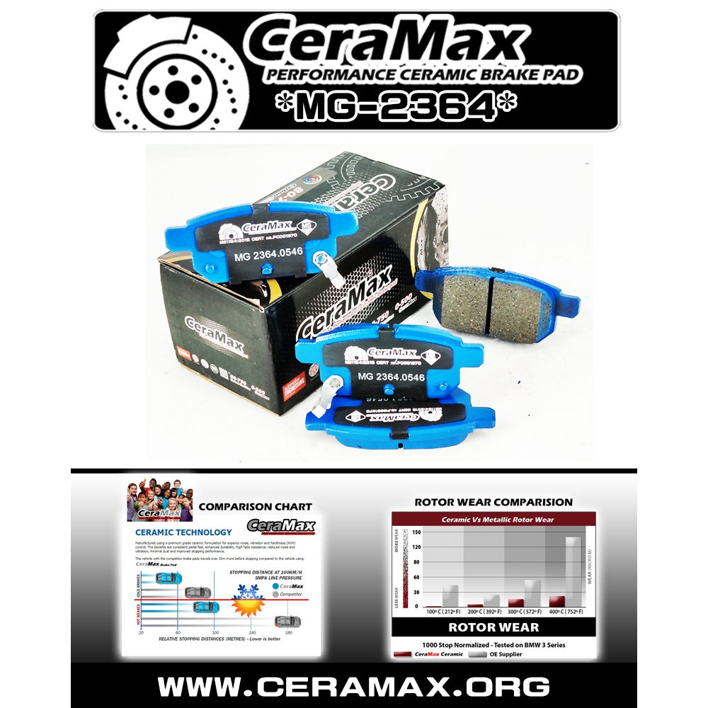 Ceramax เซรามิค MG2364 Suzuki Swift FZ NZ ZC32S ZC33S AZH414 ผ้าเบรคหลัง