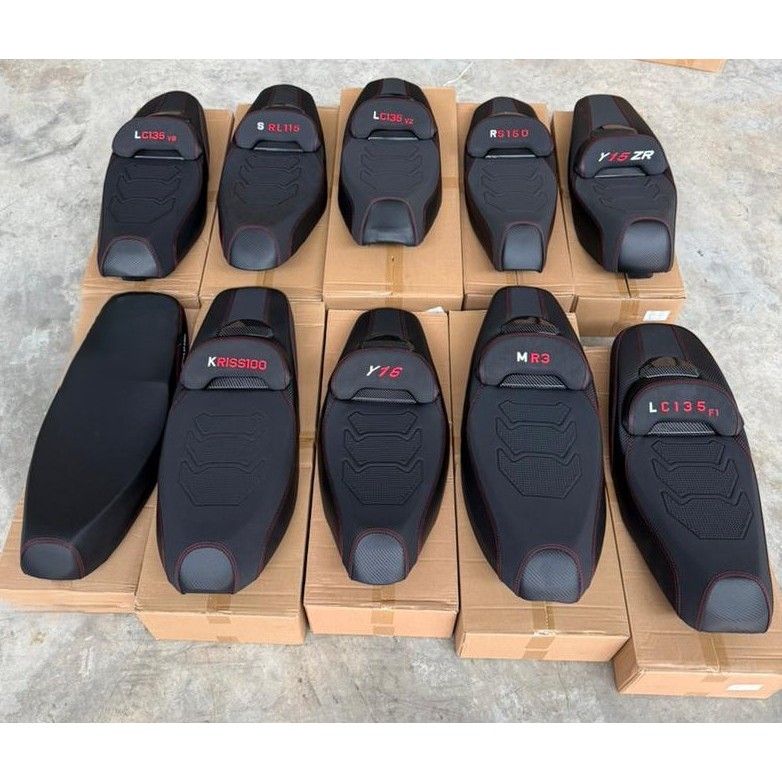 CNC Premium Seat Red Logo Tempat Dukk Seat สีดํา Red Line Lcv8 SRL Lcv2 Rs150 Y15zr Lcv1 MR3 Y16zr K