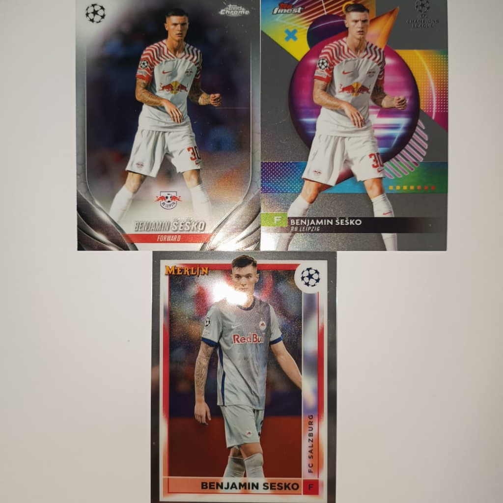 Benjamin Sesko Panini Topps การ์ดฟุตบอล RB Salzburg RB Leipzig Manchester United Slovenia