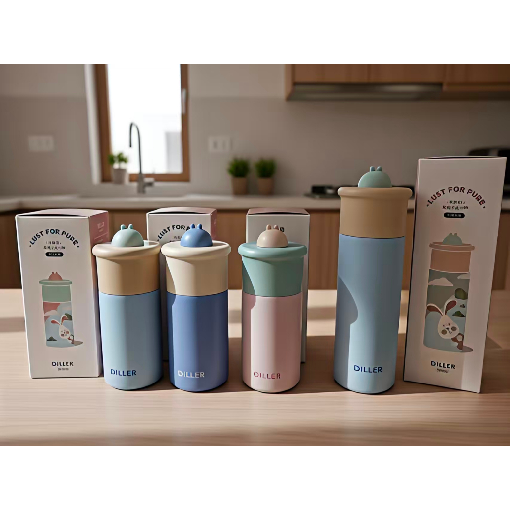 Diller Elegant Thermo Vacumm Bottle Bottle Flask 迪乐贝尔316 สแตนเลสล็อค温 ถ้วย8766 (200ml/380ml)