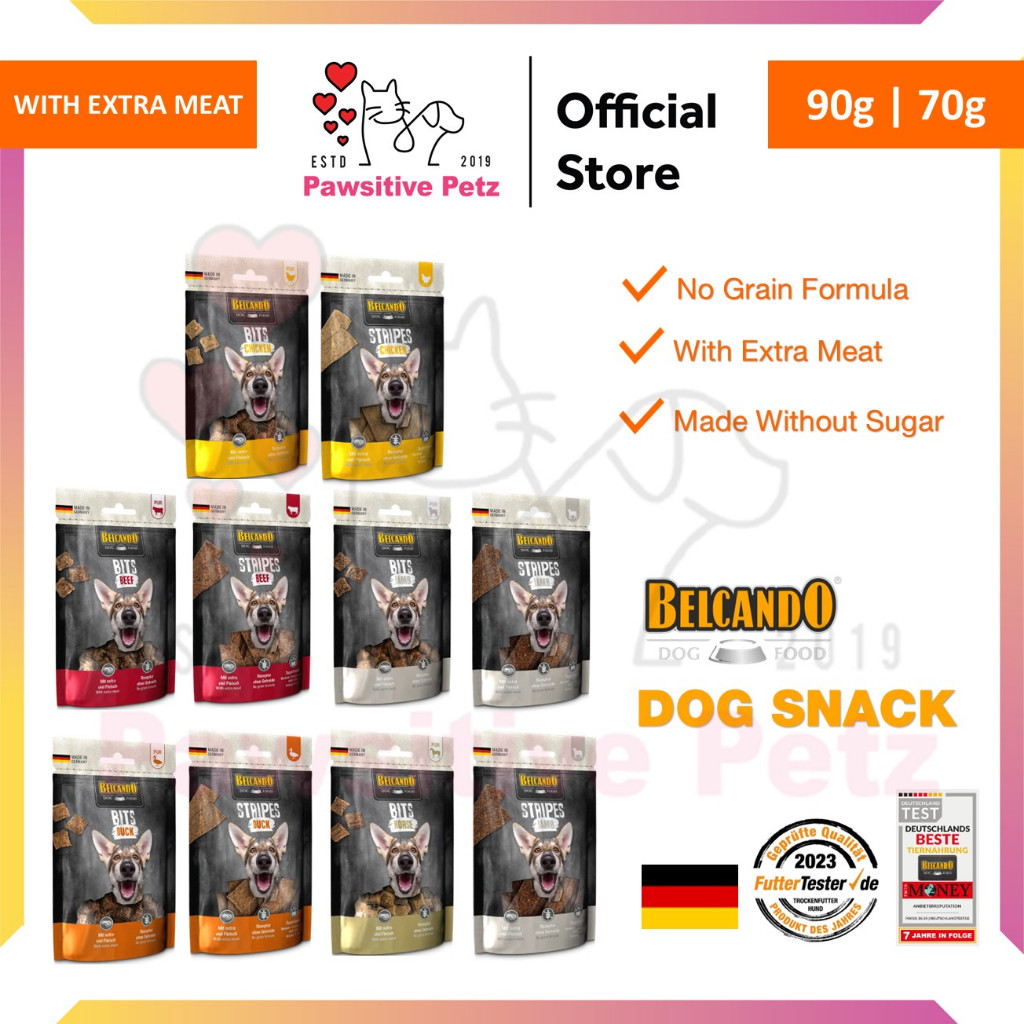 Belcando Dog Snack Bits 90g / Stripes 70g Dog Treats With Extra Meat Dog Food No Grain Formula