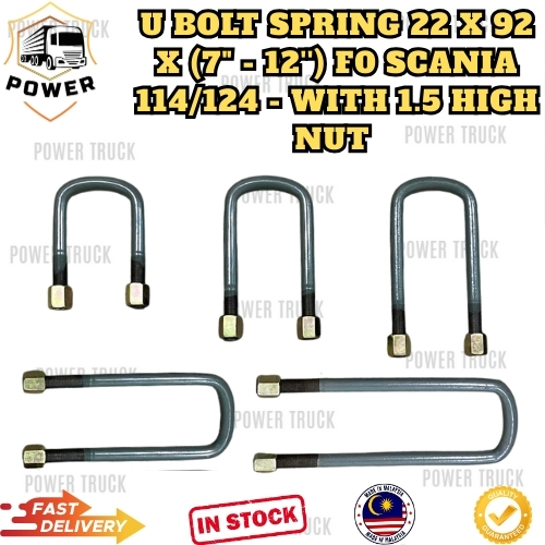 U BOLT SPRING 22 X 92 X (7" - 12) F0 U BOLT - WITH 22 X 1.5 HIGH NUT - สําหรับ SCANIA 114/124 TRAILE