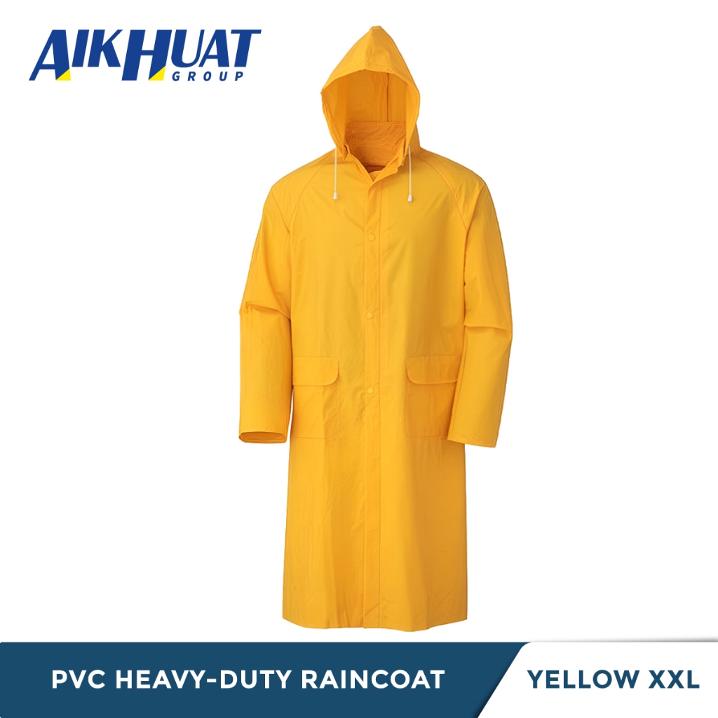 เสื้อกันฝนสําหรับงานหนักกันน้ําสีเหลืองที่มองไม่เห็นพร้อมซิป Baju Hujan Tebal