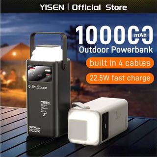 100000mAh 60000mah Large Capacity Power Bank Super Fast Charging Outdoor Portable With Camping Light Built in 4 Cables