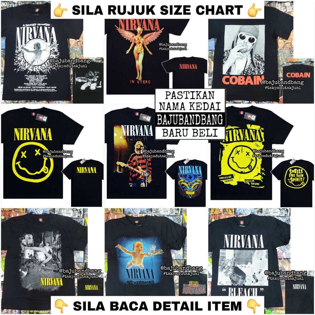 (Pit 18-26) Baju Nirvana Band Tshirt ROCK YEAH