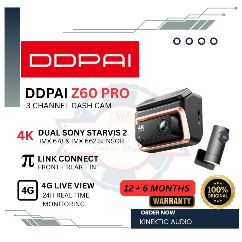 [ใหม่ LAUNCH] DDPAI Z60 PRO 4K GPS 3 ช่องด้านหน้าและด้านหลัง Super Capacitor Dash Cam OBD ชุด