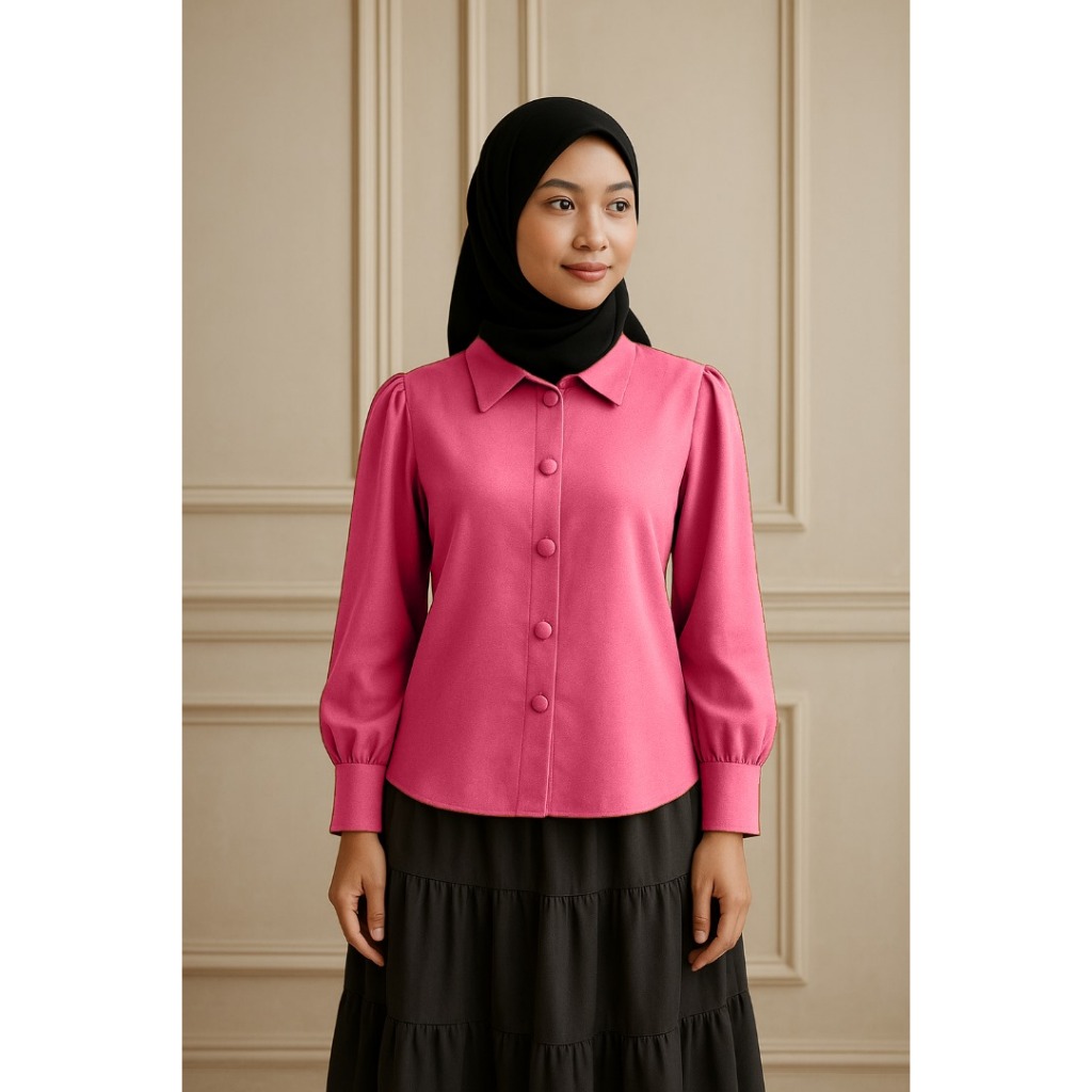 เสื้อเบลาส์ Bella คอปก สไตล์ cey เครปอิตาลี ผ้านุ่ม 10wrna plus size fyp
