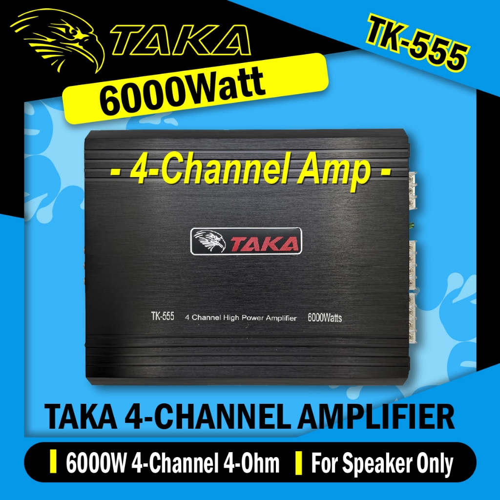เครื่องขยายเสียงรถยนต์ 6000 วัตต์ 4-CH ช่อง TAKA Car Power Amp TK-555 เหมาะสําหรับลําโพงรถยนต์และวูฟ