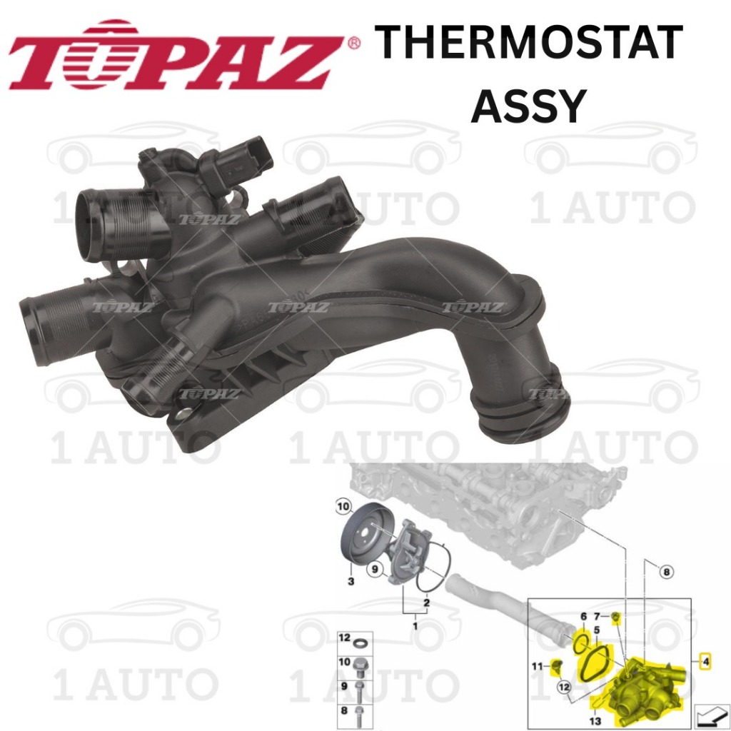 TOPAZ THERMOSTAT ASSY MINI COOPER R56 N12 N14 N16 ENGINE R55 R57 R58 R59 R60 1.6