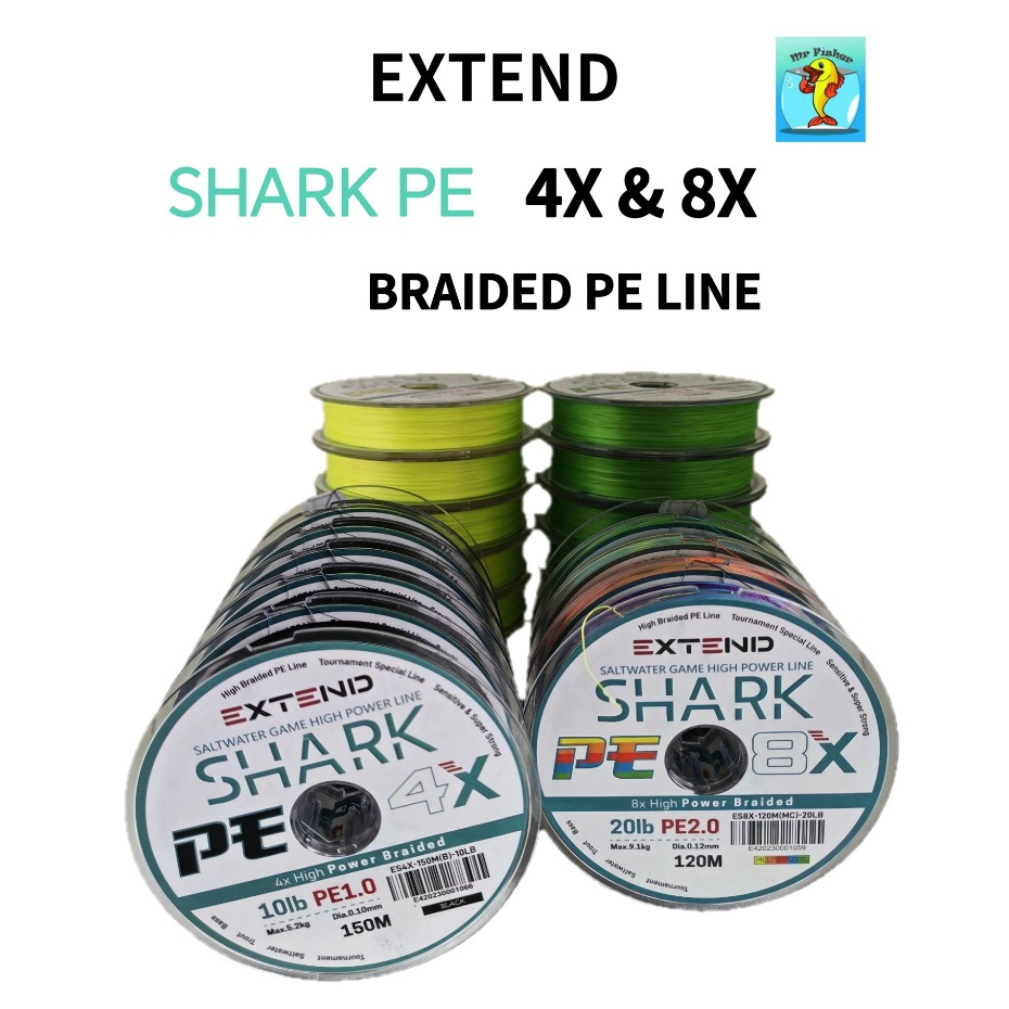 FISHER EXTENSION SHARK X4 150M X8 120M BRAIDED FISHING LINE TALI BENANG