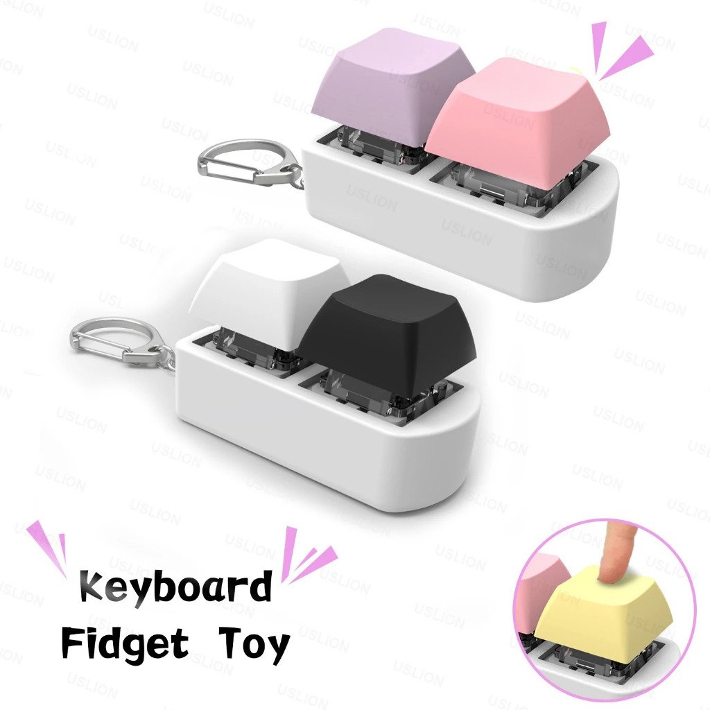 Mini 2 Key 1 Key Keyboard Caps ของเล่น,กดความเครียดบรรเทา Fidget Key Caps,Fidget พวงกุญแจ,คีย์บอร์ดข