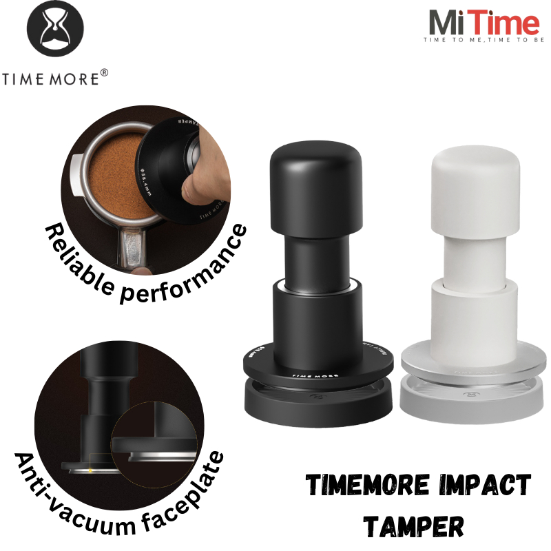 TIMEMORE Impulse Impact Coffee Tamper 58.4 มม. – Flat Base Espresso Tamper พร้อม Rebound Force สําหร