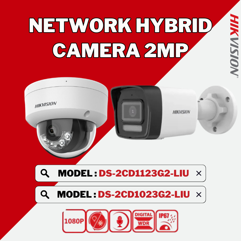 กล้องวงจรปิด HIKVISION (World No. 1) กล้องเครือข่ายไฮบริดอัจฉริยะ IP 2MP DS-2CD1023G2-LIU/DS-2CD1123