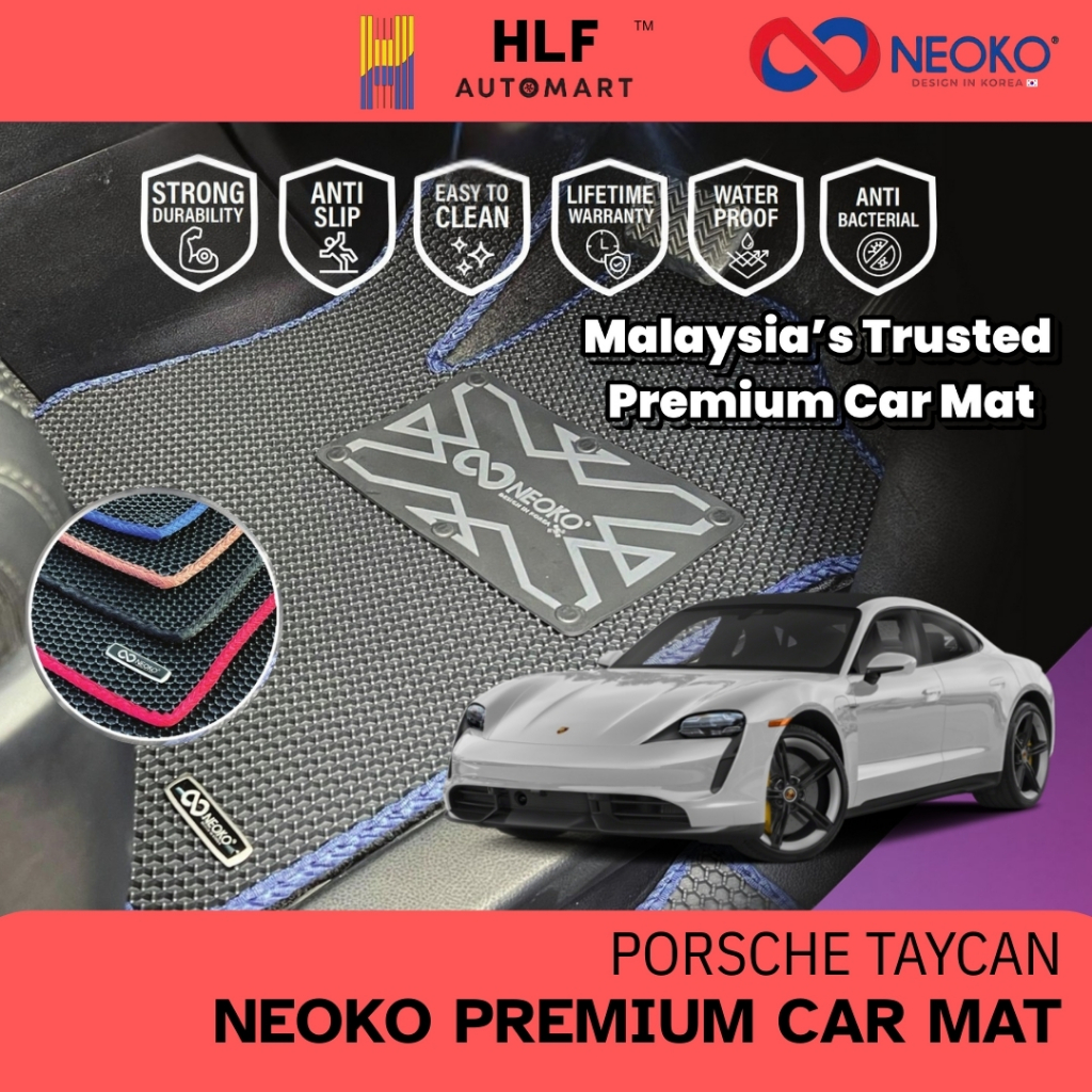 พรมปูพื้นรถยนต์ Neoko Premium สําหรับ Porsche Taycan | Neoko Premium Karpet Kereta สําหรับ Porsche T