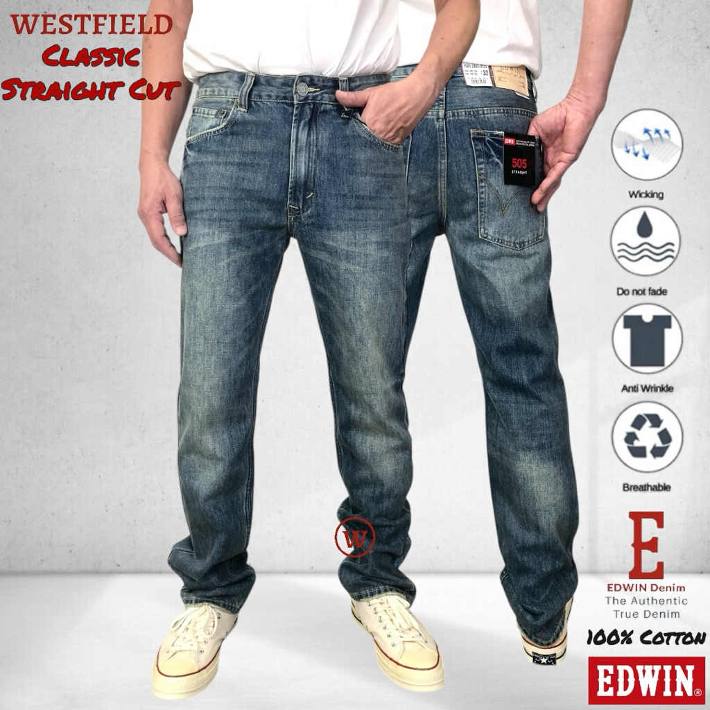 ยี่ห้อใหม่ 505 EDWIN Mens 505 Rusty Vintage Real Denim Straight Cut Jeans ( 7505 2883 )