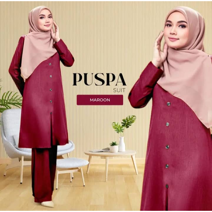 BAJU SET SUIT PUSHPA (CEY IRONLESS) BERPOCKET WARDA SET BLOUSE PLAIN