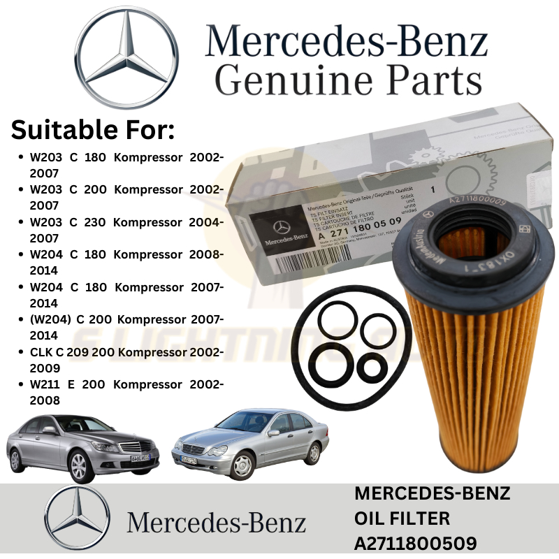 (เอ2711800509) กรองน้ํามันเครื่อง MERCEDES BENZ W204, S204, C180, C200, C250 CGI (E38H D106) (OX183/