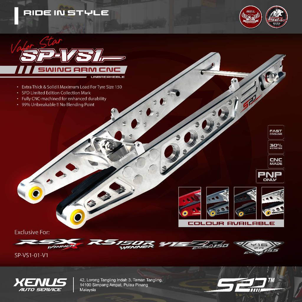 สวิงอาร์ม SPD / S2D RS150 RSX 150 Y15 Y16 VS-1 CNC Made Extra +2 INCH ไม่มีจุดเชื่อมปรับความสูง Mono