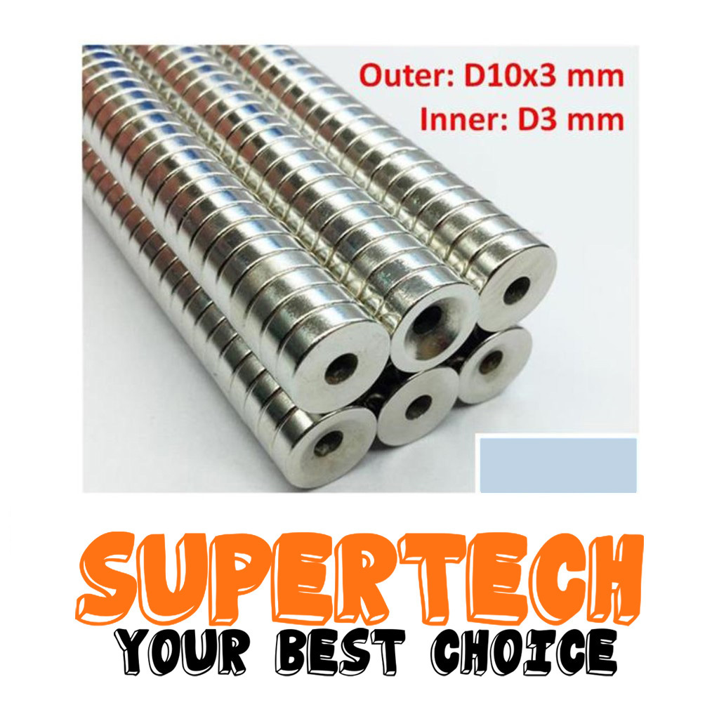 Neodymium NdFeB Super Magnet - ทรงกลมมีรู D10x3mm