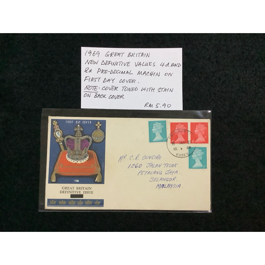 1969 Great Britain New Definitive Values 4d & 8d Pre-Decimal Machin On First Day Cover